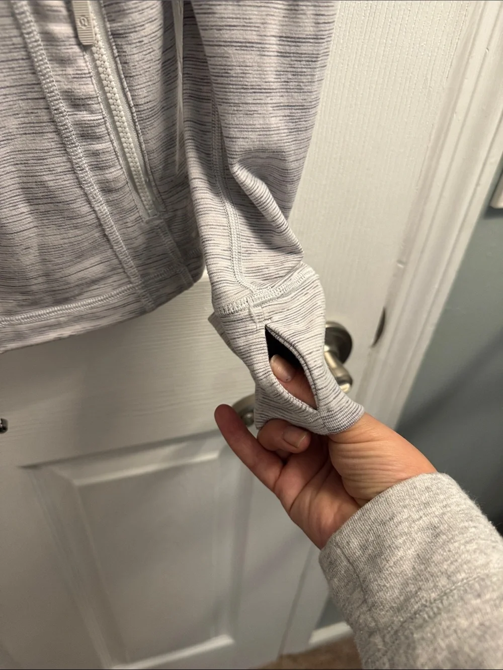 lululemon athletica Heathered Light Gray Zip-Up Bomber Jacket